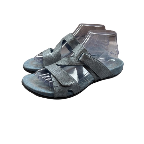 Vionic Blue Lauren Open Toe Slide Sandals Size 7 Two Strap Orthaheel Comfort - Picture 3 of 10